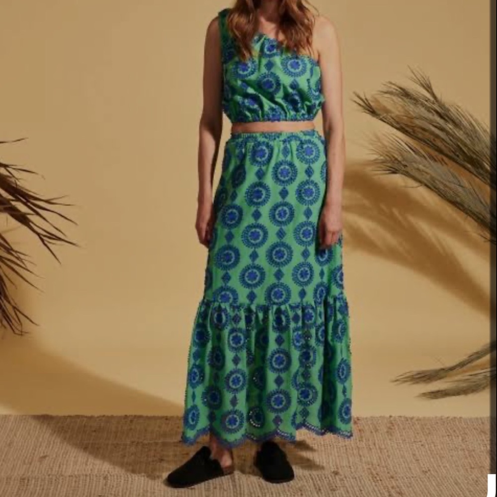 Valerie Khalfon Paris Embroidered One Shoulder Seeker Crop Top